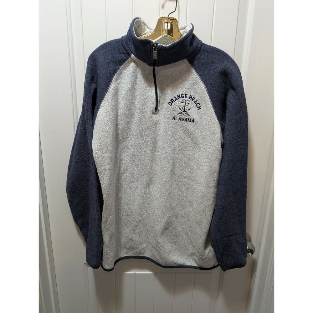 Ragwear Orange Beach Alabama 1/4 Zip Sweater Sweatshirt Men's Size L Gray Blue